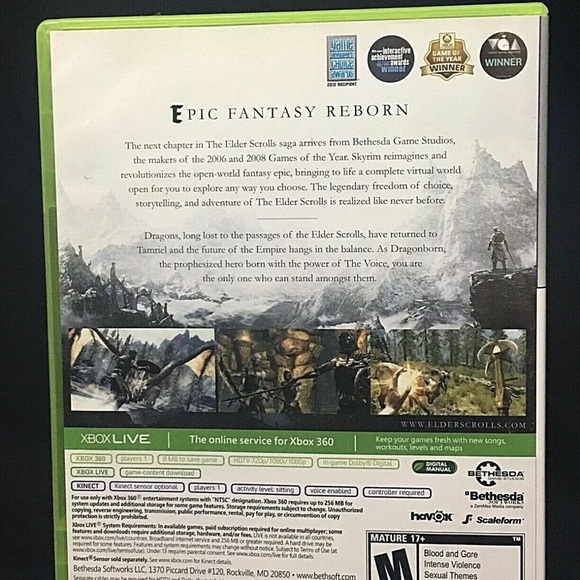 The Elder Scrolls V Skyrim Xbox 360 Platinum Hits 2011 TESTED Complete Manual - Picture 4 of 12